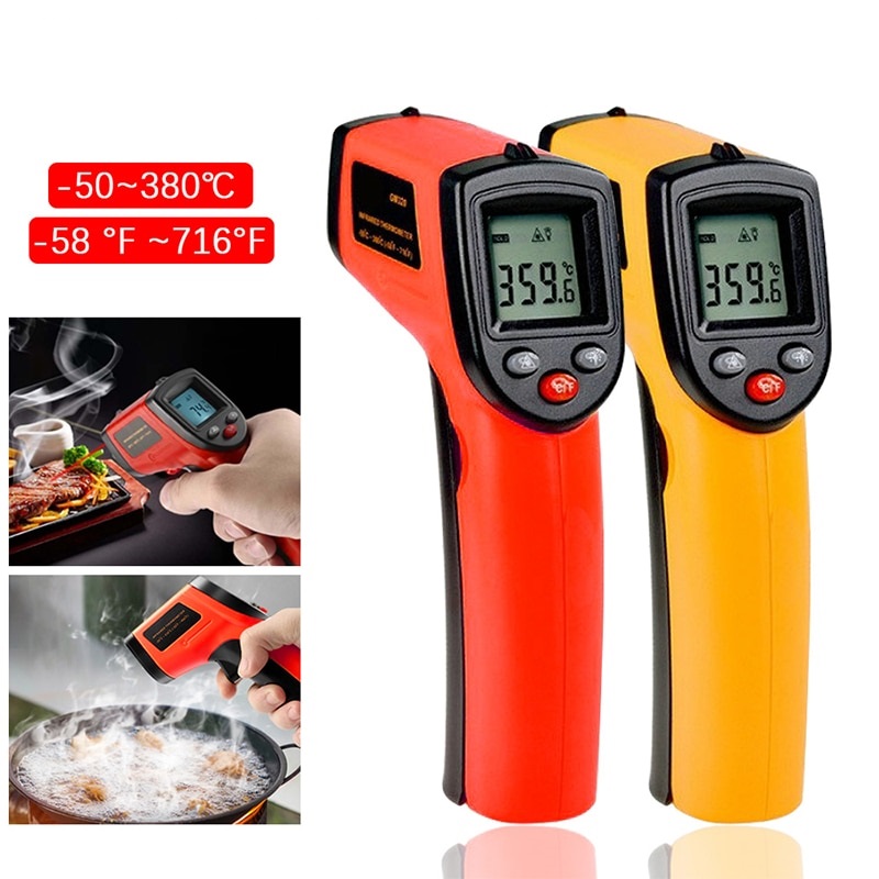 Digital Infrared Thermometer C/F Non Contact Infrared Thermometer Pyrometer IR Laser Temperature Meter Gun -50~380/600 Degree