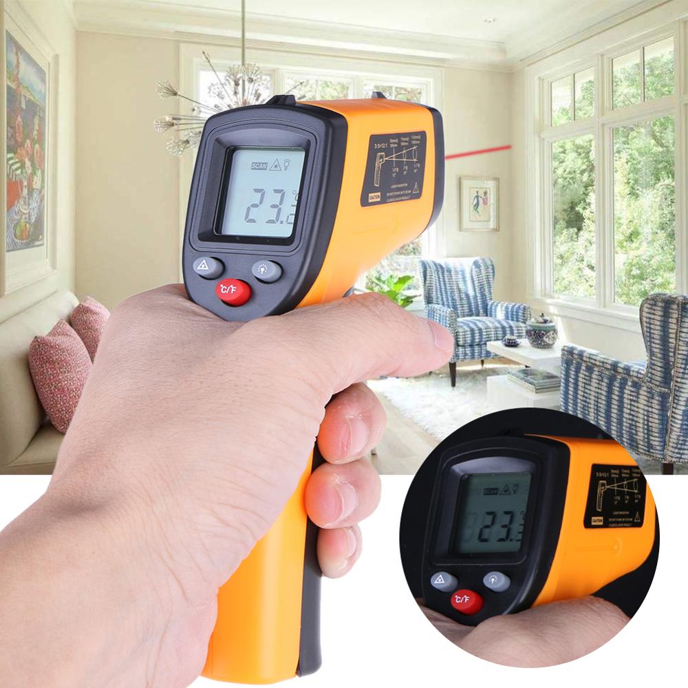 Digital Infrared Thermometer C/F Non Contact Infrared Thermometer Pyrometer IR Laser Temperature Meter Gun -50~380/600 Degree
