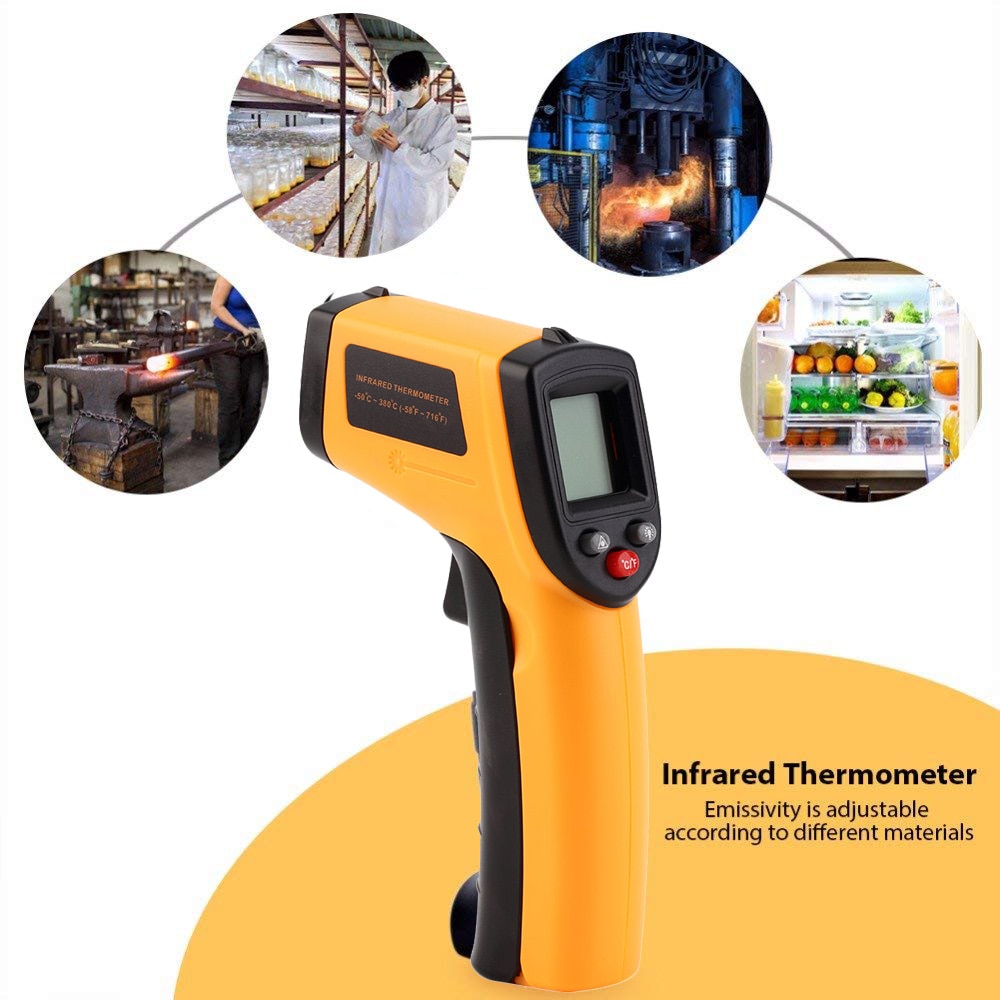 Digital Infrared Thermometer C/F Non Contact Infrared Thermometer Pyrometer IR Laser Temperature Meter Gun -50~380/600 Degree