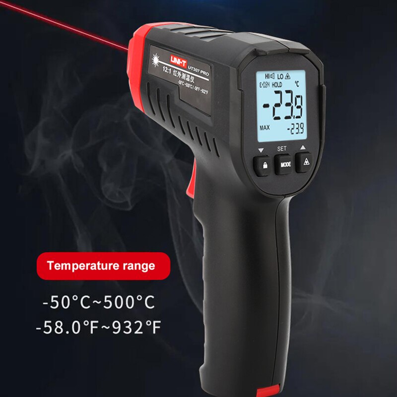 UNI-T Digital Infrared Thermometer UT307 PRO Non-contact Thermometer Laser Temperature Meter Gun -50-500 Termometro