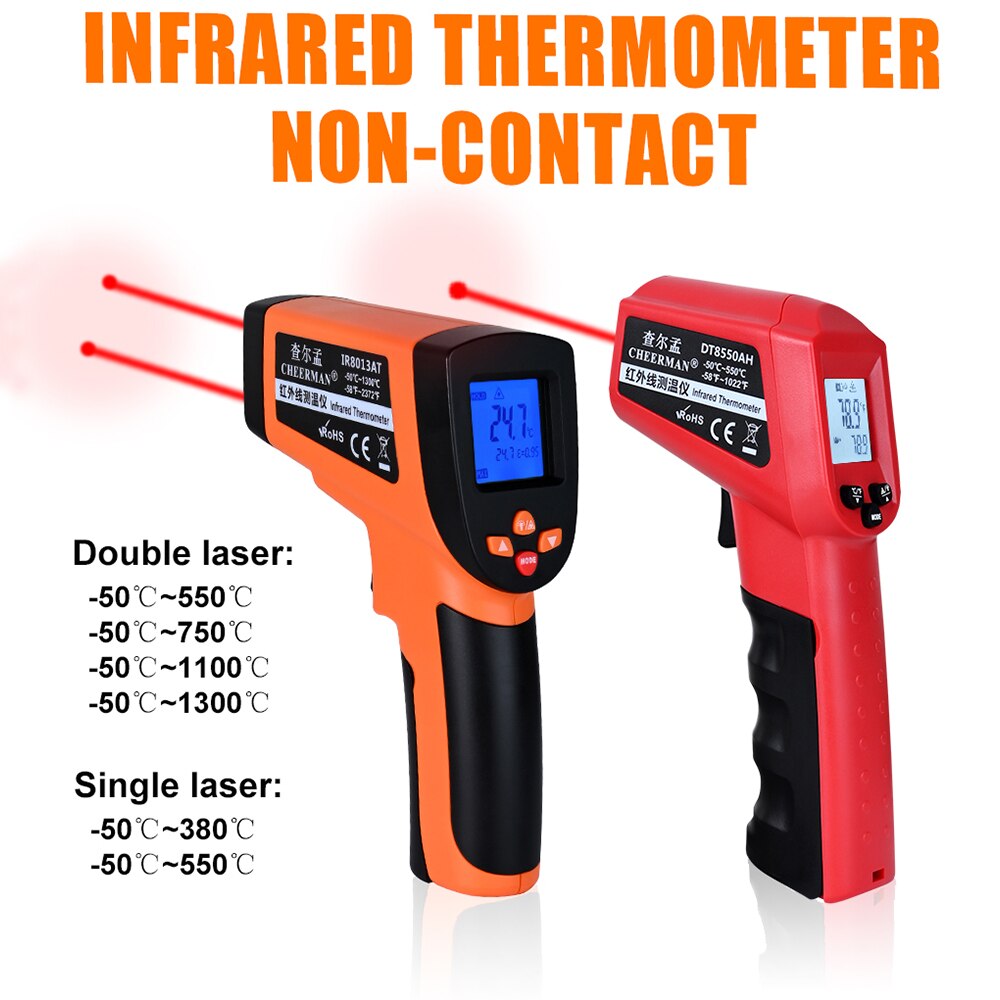 DT8013 DT8550 Digital Infrared Thermometer -50~1600C Laser Temperature Meter Non-contact Pyrometer Imager Hygrometer IR Termometro Thermometer