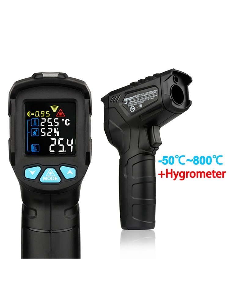 Digital Infrared Thermometer Laser Temperature Meter Meter Non-contact Pyrometer Imager Hygrometer Color LCD Light  AlarmI R01A IR01B IR01C IR01D