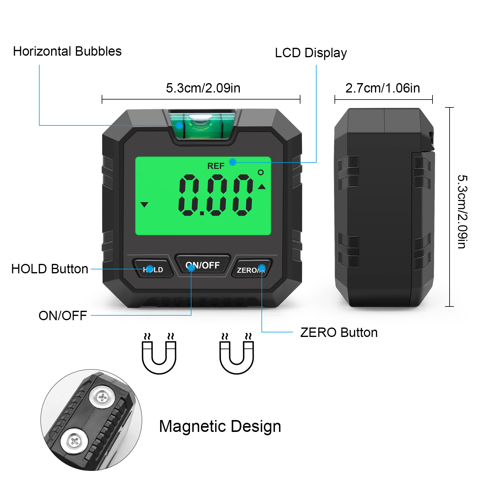 4*90° Digital Level Protractor Inclinometer Magnetic Base Digital Angle Gauge with Backlights Level Tester Measuring Tools New