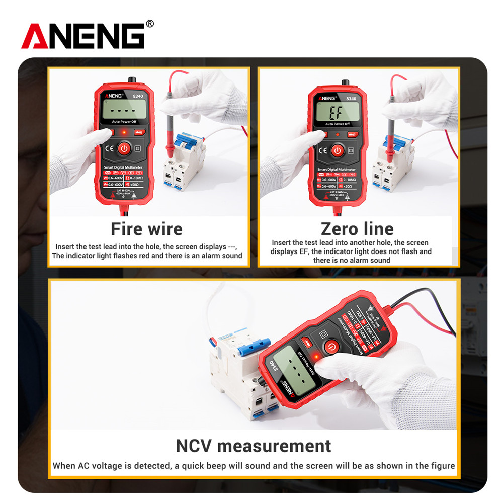 ANENG 8340 Digital Multimeter Voltmeter Ohm Meter 1999 Counts AC/DC Voltage Resistance NCV Tester for Home Circuit Repair