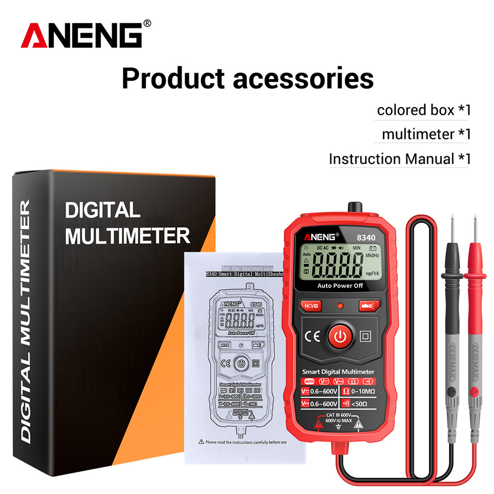 ANENG 8340 Digital Multimeter Voltmeter Ohm Meter 1999 Counts AC/DC Voltage Resistance NCV Tester for Home Circuit Repair