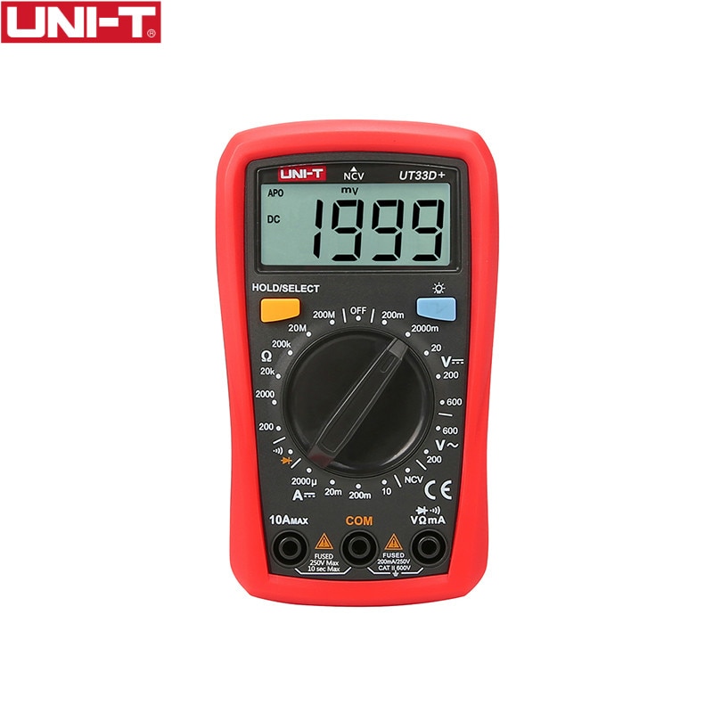 UNI-T UT33D+ Mini Digital Multimeter 600V NCV Palm Size Manual Range AC DC Voltmeter Ammeter Resistance Capatitance Tester