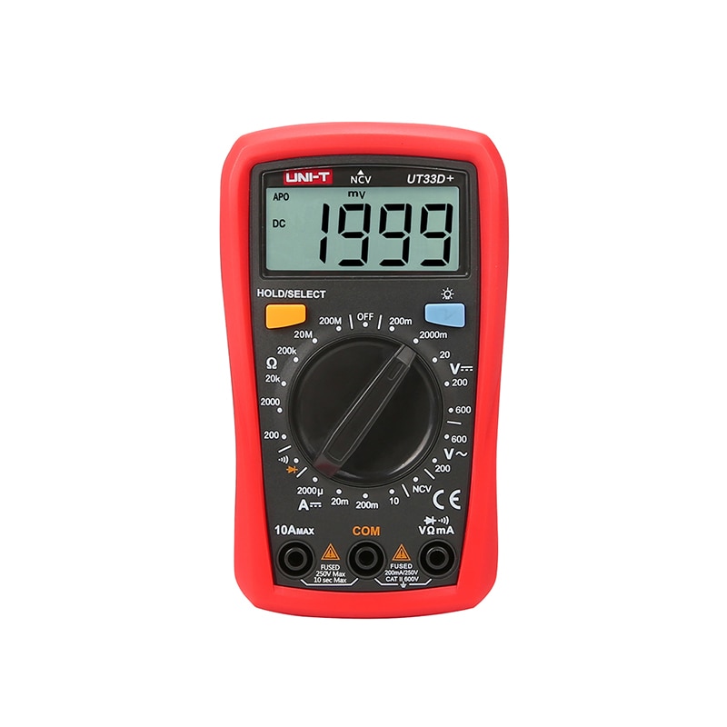 UNI-T UT33D+ Mini Digital Multimeter 600V NCV Palm Size Manual Range AC DC Voltmeter Ammeter Resistance Capatitance Tester