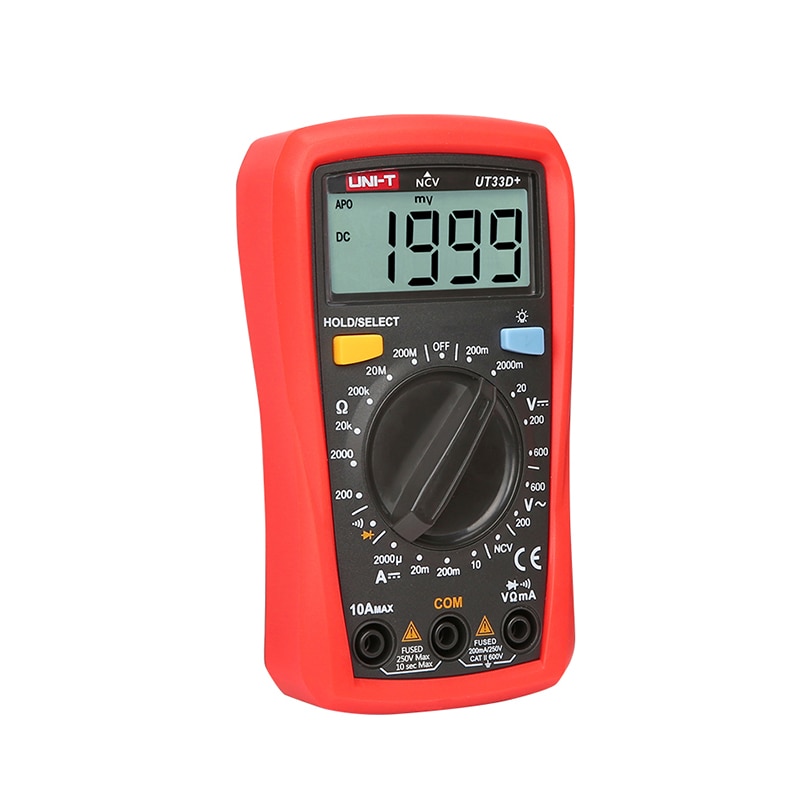 UNI-T UT33D+ Mini Digital Multimeter 600V NCV Palm Size Manual Range AC DC Voltmeter Ammeter Resistance Capatitance Tester