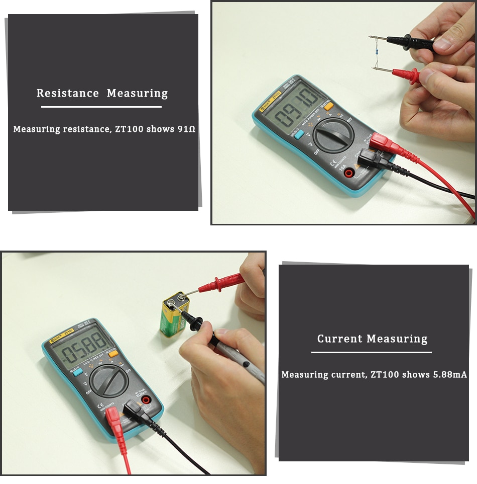 Digital Multimeter ZT301 ZT302 ZT303 True-RMS DC/DA Voltmeter Ammeter Multimetro DMM Resistance Ohm Cap Hz Temp Tester