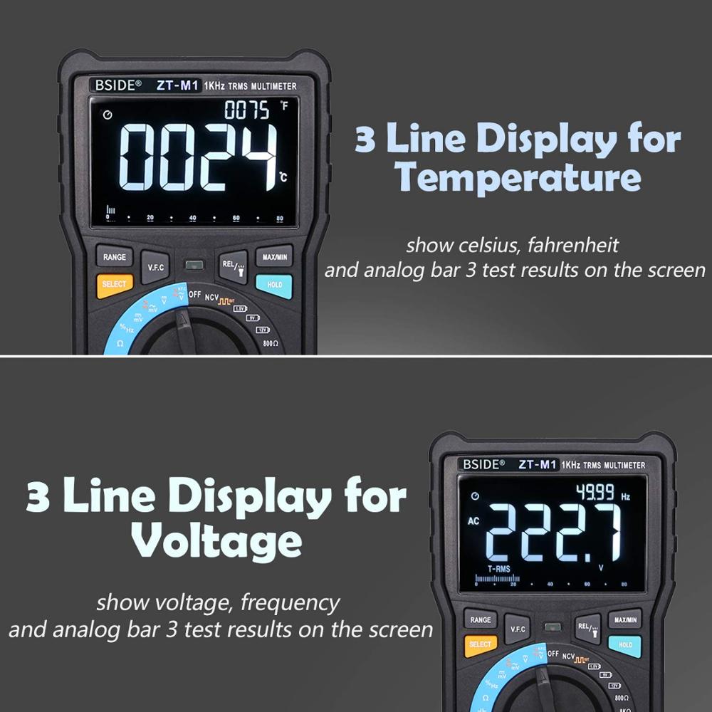 ZT-M0 ZT-M1 Digital Multimeter Profesional True RMS 8000 Analogue Tester 20A Current DC AC Voltage Capacitance VFC ohm battery Hz test