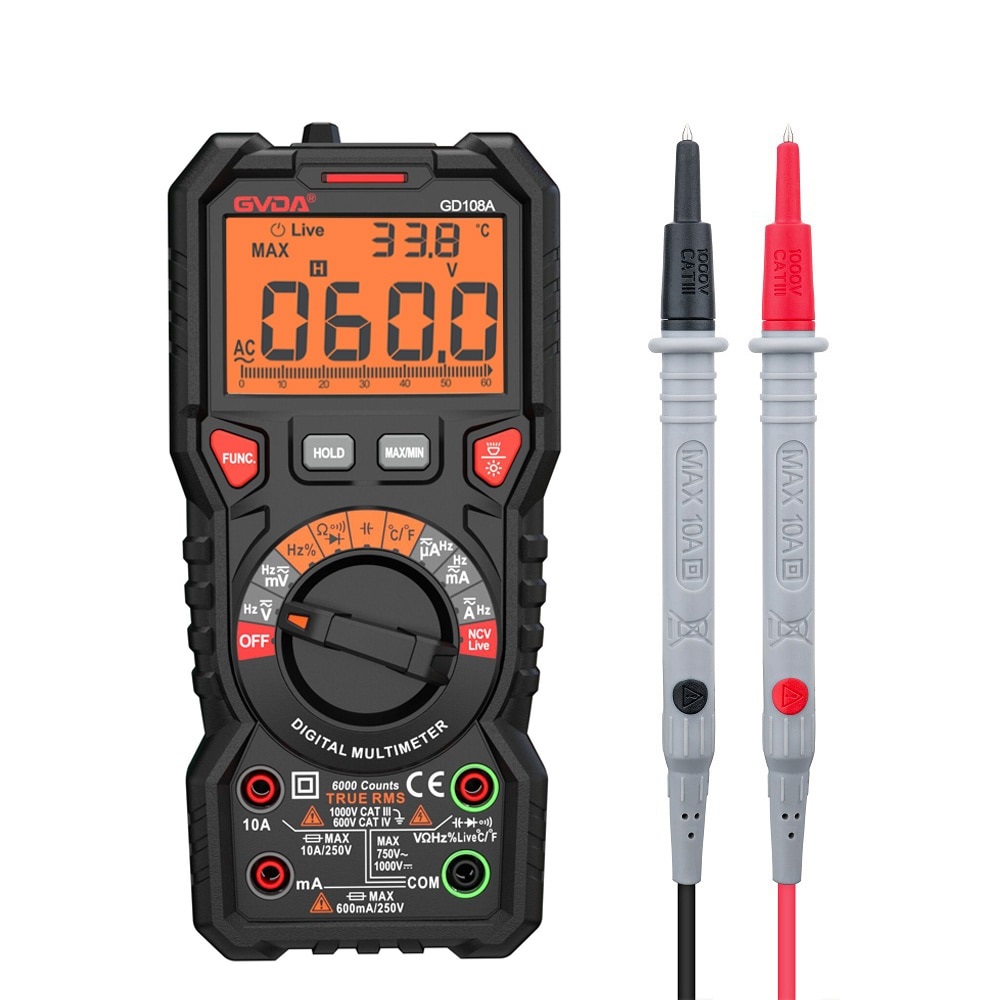 NEW Digital Multimeter Ture RMS Auto Range 6000 Counts Multimetro 1000V 10A AC DC Ohm Hz NCV Live Voltage Temperature Meter