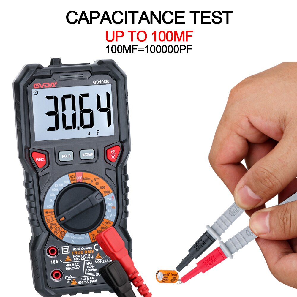 NEW Digital Multimeter Ture RMS Auto Range 6000 Counts Multimetro 1000V 10A AC DC Ohm Hz NCV Live Voltage Temperature Meter