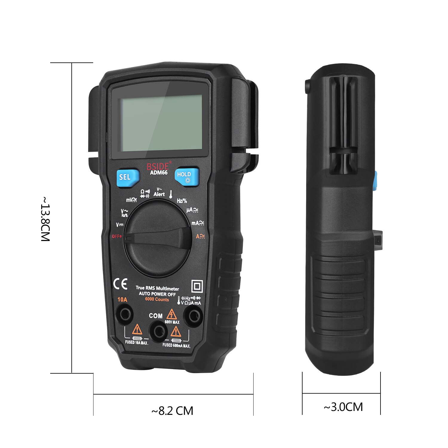 Digital Multimeter  ADM66 True RMS Ammeter Voltmeter Auto Range Voltage Capacitance Diode Temperature Amp NCV Hz Ohm Tester