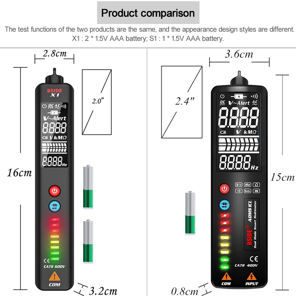 Digital Multimeter Pen Type Meter X1 Smart DC AC Voltmeter Auto range Voltage Resistance Continuity NCV Hz Tester Tool