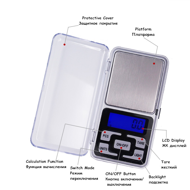 1000g 0.1g Mini Electronic  Scale 1kg LCD Digital Pocket Weight Jewelry Diomand Balance scale