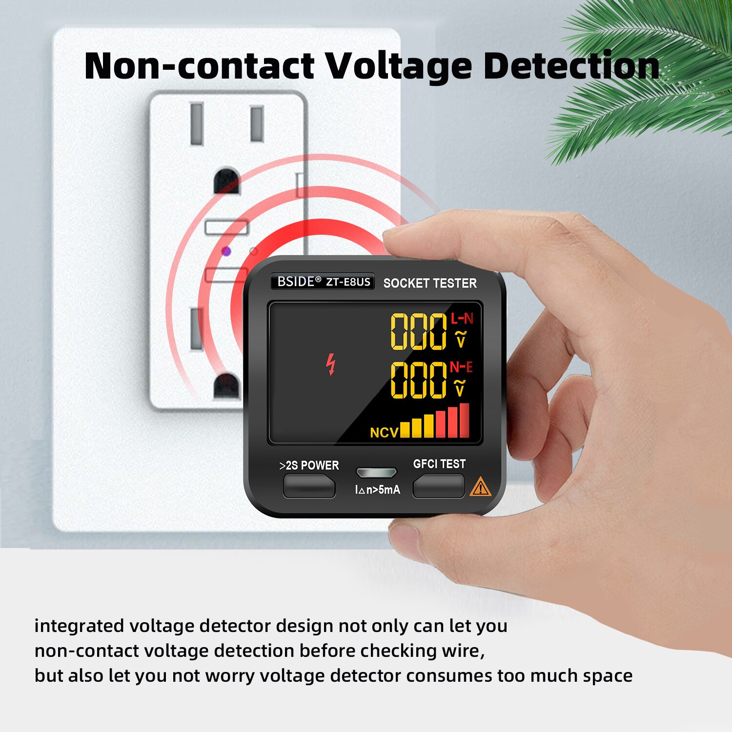 Digital Socket Tester ZT-E8 Smart LCD Outlet checker NCV Test Voltage Detector Ground Zero Line RCD Check