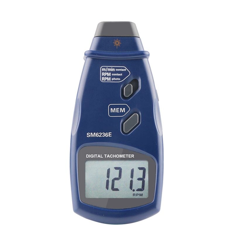 SM6236E Non-contact Laser Digital Tachometer LCD RPM Rotation Speed Meter Contact Surface Speed (m/min) Tach Measurement Tools