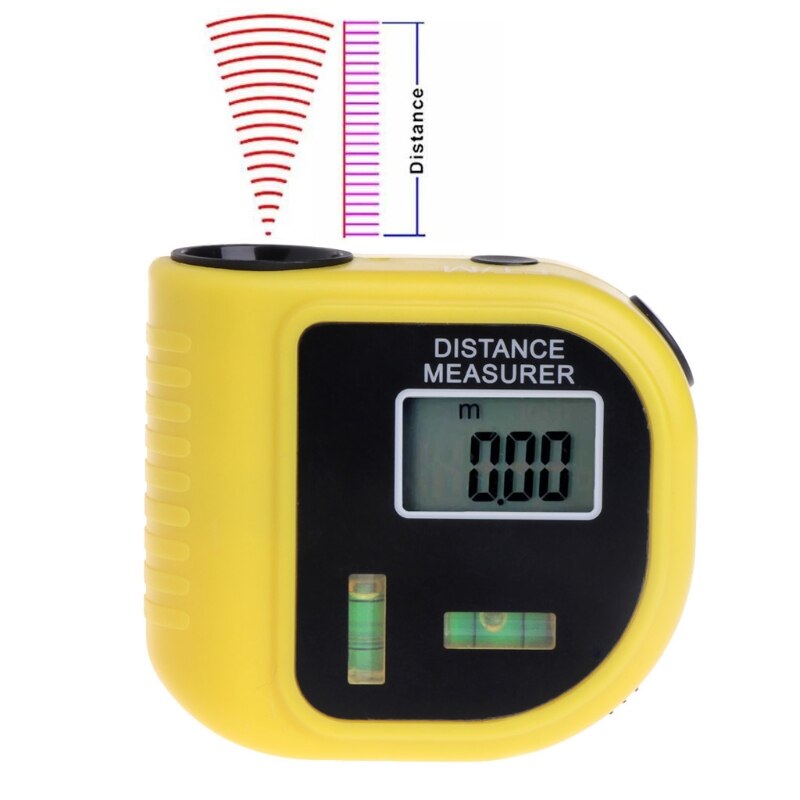 CP-3010 18M Mini Ultrasonic Digital Tape Measure Laser Range Finder Distance Meter & Laser Pointer Rangefinder Level Tool