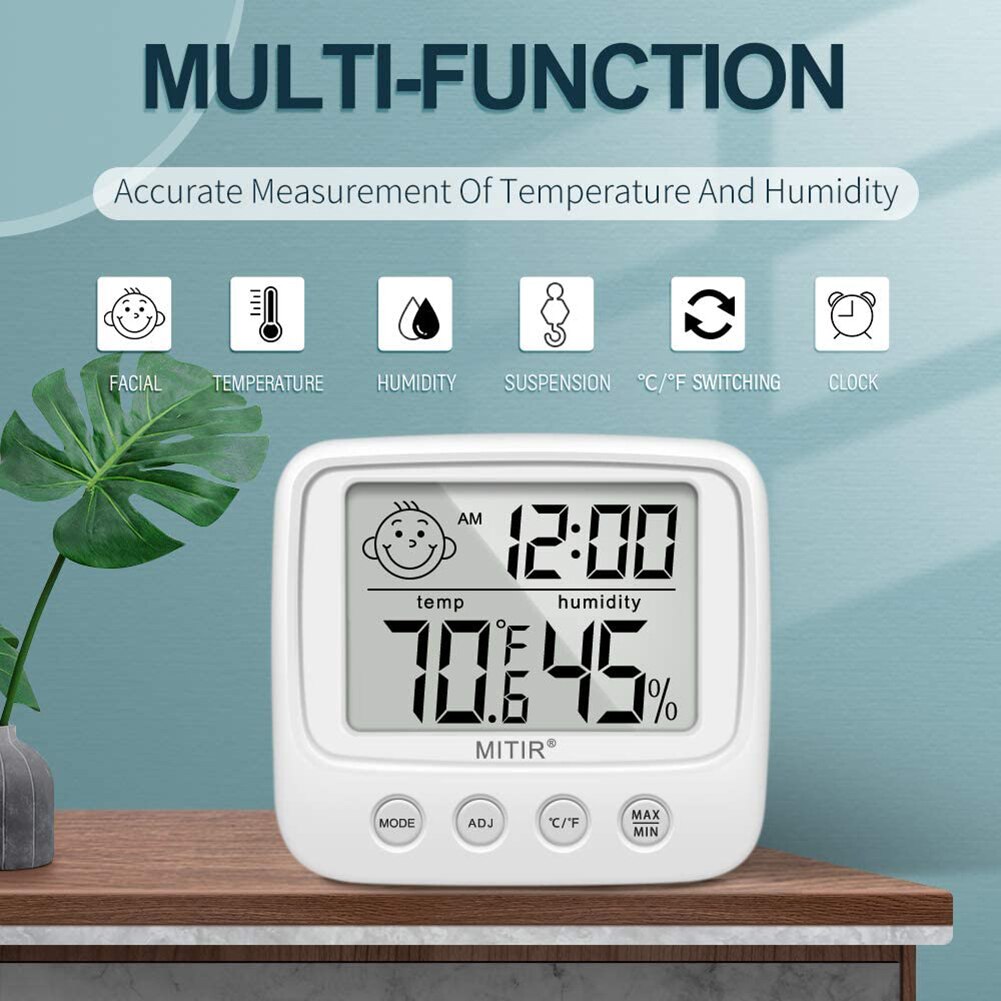 Digital Temperature Humidity Clock Indoor Big LCD Electronic Thermometer Hydrometer Meter With Stand Hygrometer Humidity Gauge