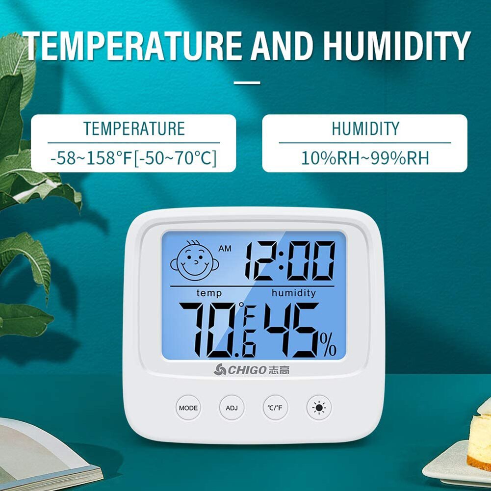 Digital Temperature Humidity Clock Indoor Big LCD Electronic Thermometer Hydrometer Meter With Stand Hygrometer Humidity Gauge