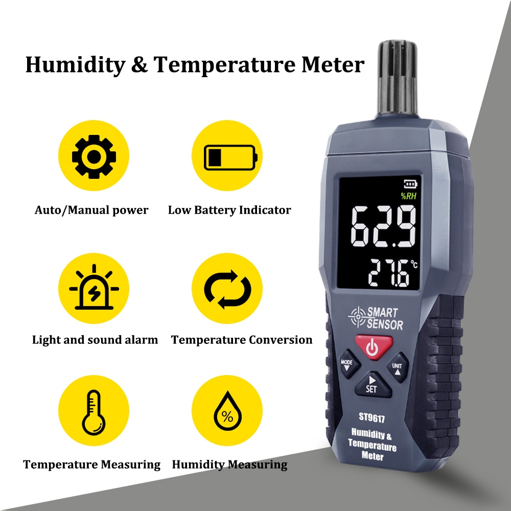 ST9617 ST6817 Digital Temperature Humidity Meter Colorful LCD Home Indoor Outdoor hygrometer thermometer Weather Station Handheld with Alarm