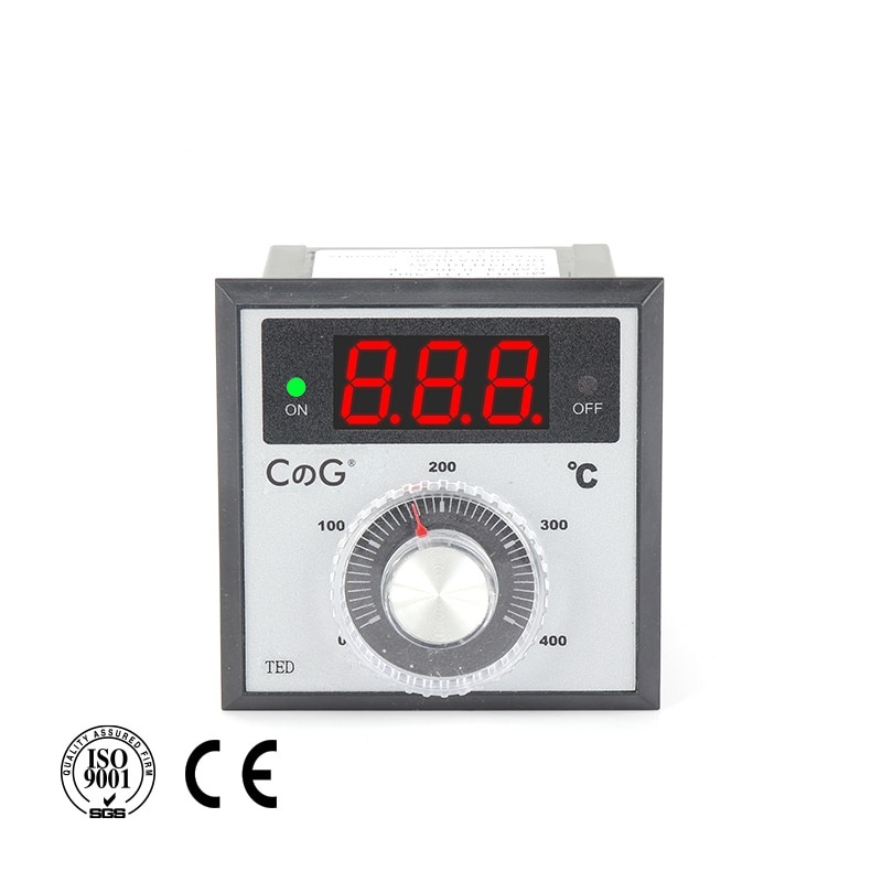 TED 72*72mm K J PT100 Type AC/220V Knob 0-100 300 400 600 Degree Digital Thermostat Powered Temperature Controller
