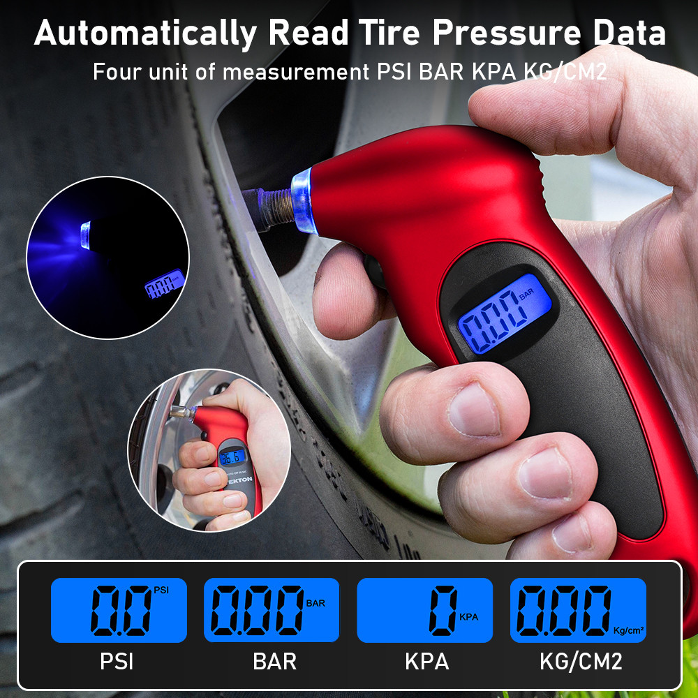 Digital Tire Tyre Gauge LCD Display Tire Air Pressure Tester Backlight Tire Diagnostic Tool For Car Truck Motorcycle Bike