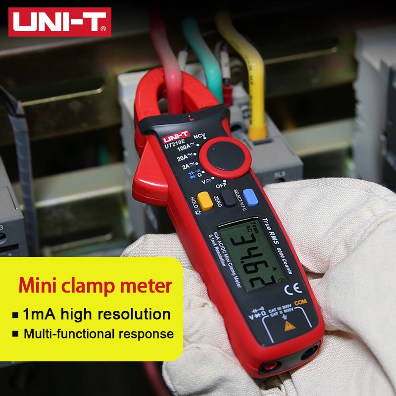 UNI-T UNI T Mini Clamp Meter UT210E Digital True RMS AC/DC Current Voltage Tester VFC Capacitance Non Contact Multimeter Clamp