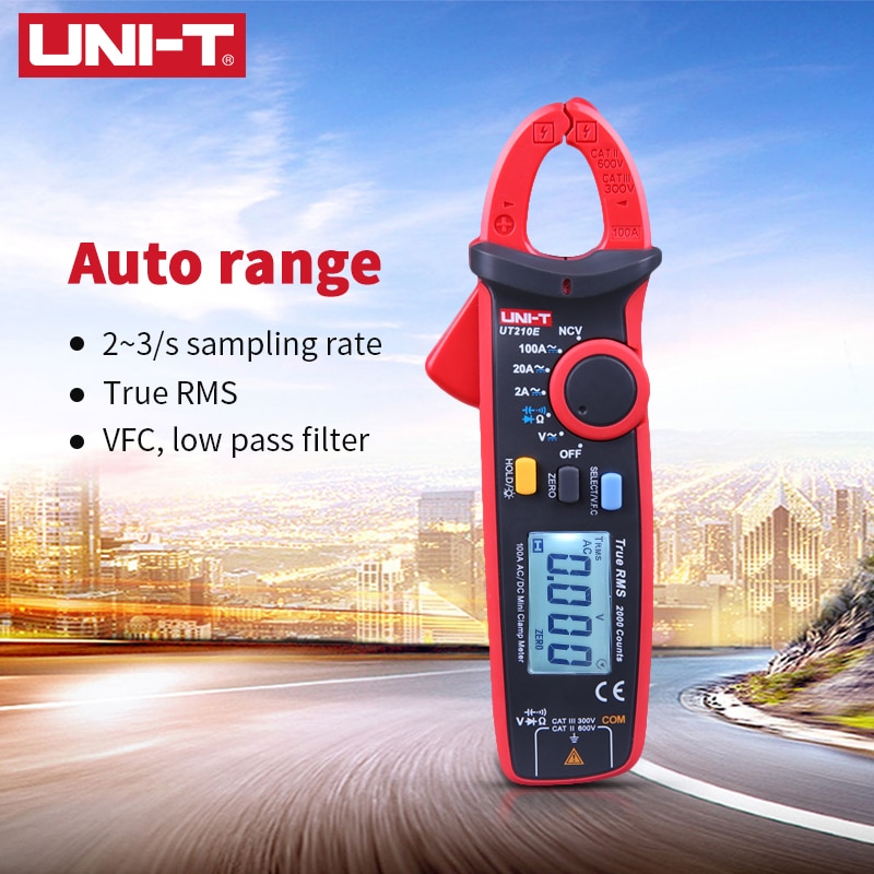 UNI-T UNI T Mini Clamp Meter UT210E Digital True RMS AC/DC Current Voltage Tester VFC Capacitance Non Contact Multimeter Clamp