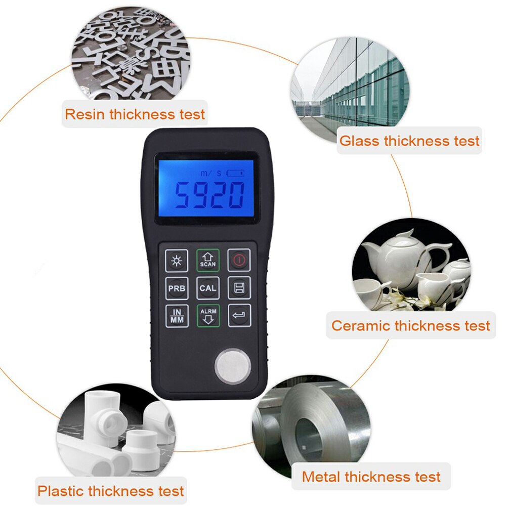 CCT11 Digital Ultrasonic Thickness Gauge High Precision Metallic ceramics composites Tester Meter 0.75-300mm 0.01mm Resolution