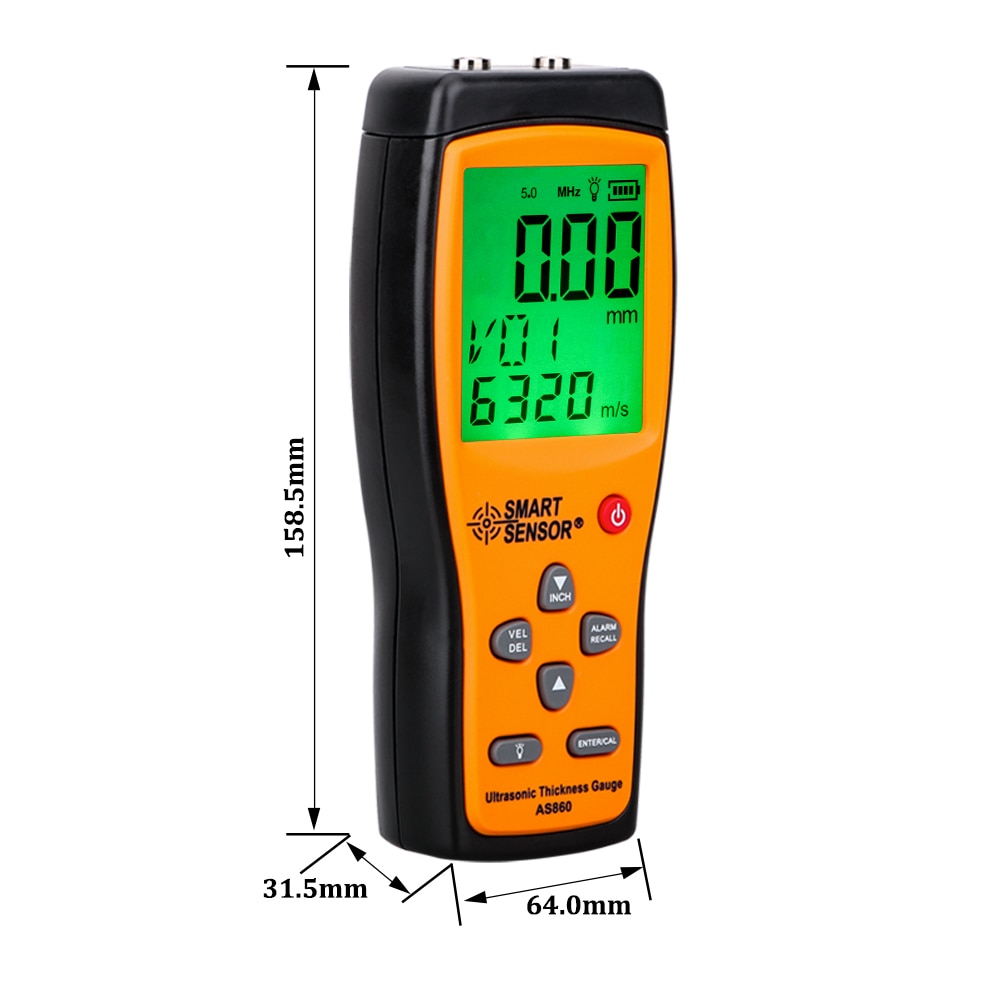 AS840 AS850 AS860 Digital Ultrasonic Thickness Gauge Sound Velocity Meter Steel Tube Metal plastic Glass ceramic Depth Width Measuring Instrument