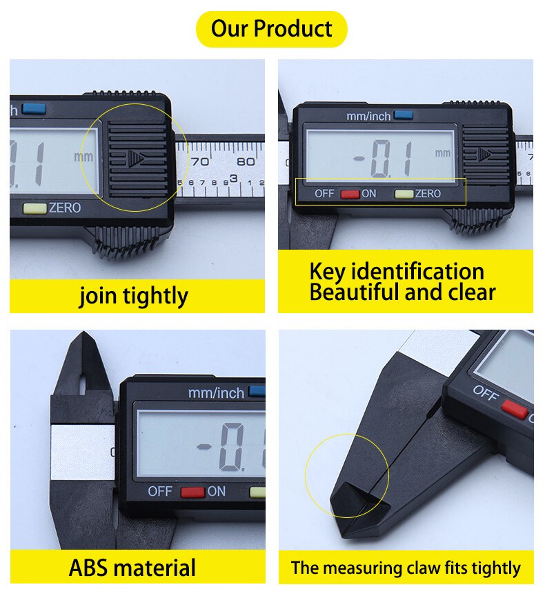 Digital Vernier Caliper 0-150mm 6-inch LCD Electronic Carbon Fiber Altimeter Micrometer Measuring Tool