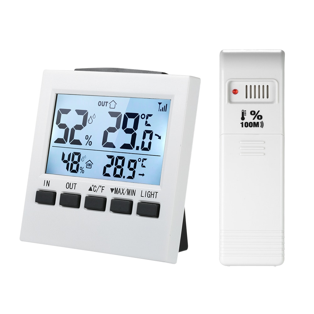 LCD Digital Wireless Indoor Thermometer Hygrometer ℃/℉ Temperature Humidity Meter with Max Min Value Display Transmitter