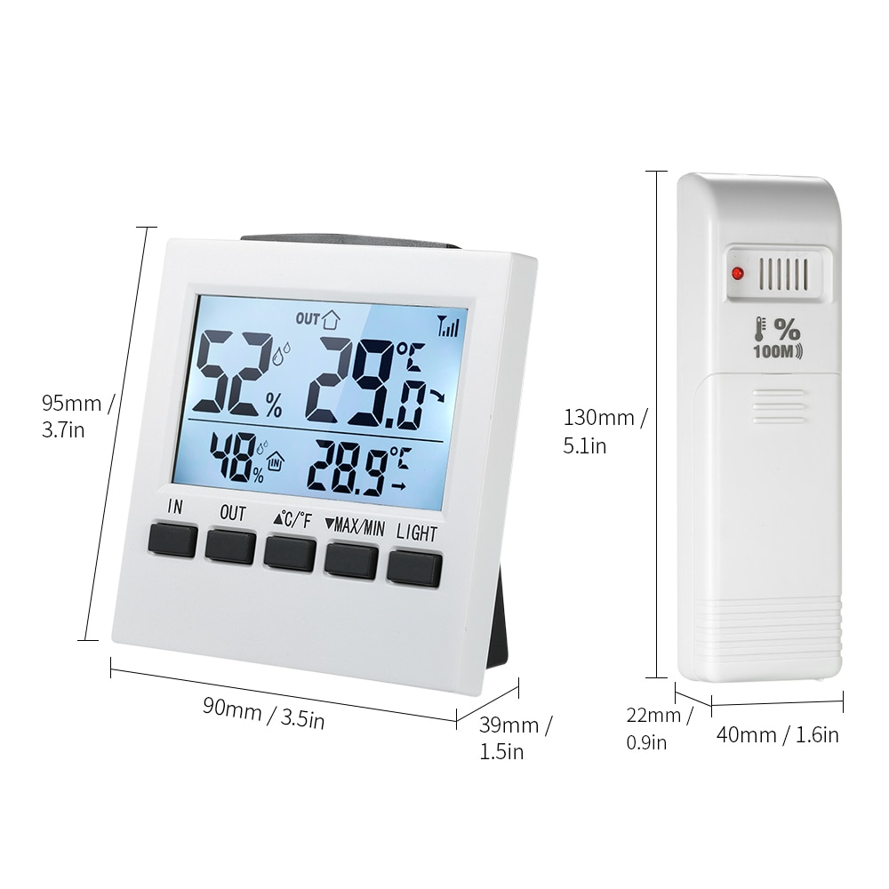 LCD Digital Wireless Indoor Thermometer Hygrometer ℃/℉ Temperature Humidity Meter with Max Min Value Display Transmitter