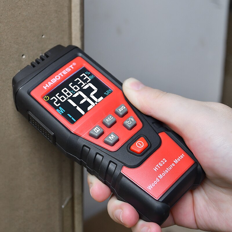 HT632 0-99.9% Digital Wood Moisture Meter Two Pins Wood Moisture Meter Paper Humidity Tester Wall Hygrometer Timber Damp Detector