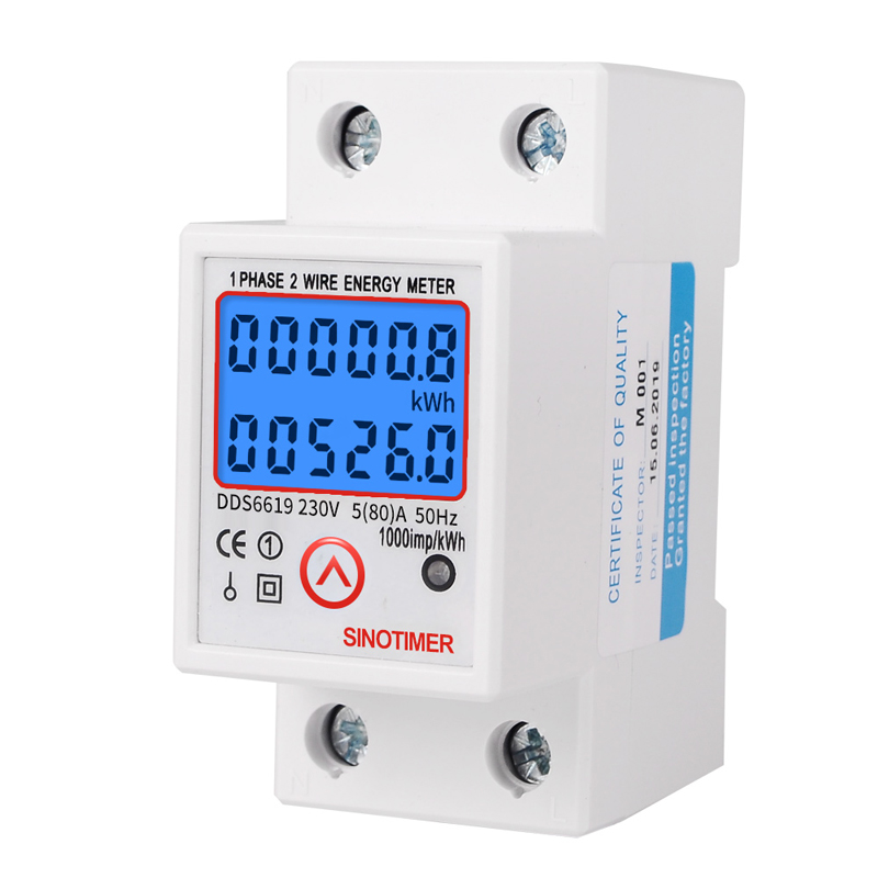 Din Rail Digital Single Phase Reset Zero Energy Meter kWh Voltage Current Power Consumption Meter Wattmeter Electricity 220V AC