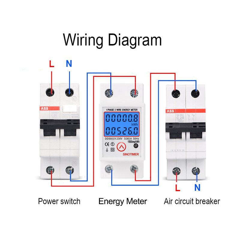 Din Rail Digital Single Phase Reset Zero Energy Meter kWh Voltage Current Power Consumption Meter Wattmeter Electricity 220V AC