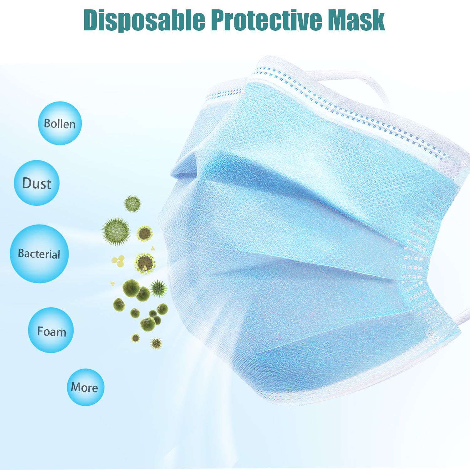 50pcs Disposable Protective Mask 3-layers Safe Breathable Mouth Face Mask CE Certified Personal Protection Free Shipping