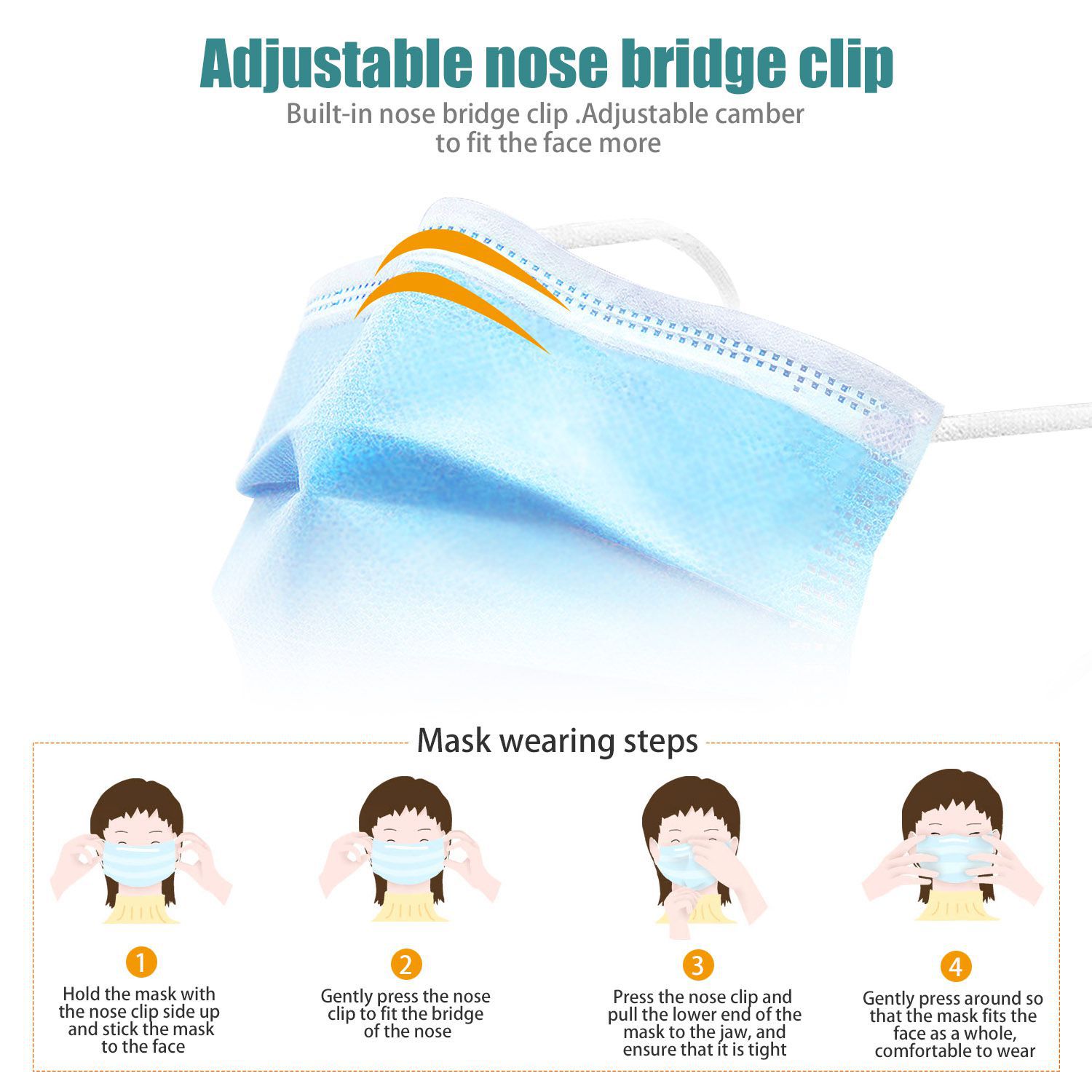 50pcs Disposable Protective Mask 3-layers Safe Breathable Mouth Face Mask CE Certified Personal Protection Free Shipping