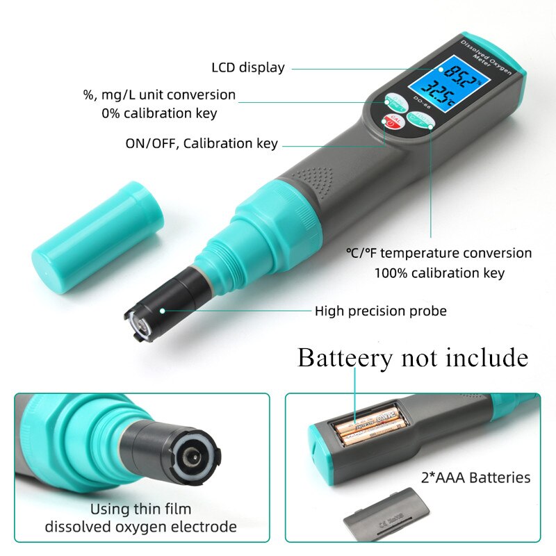 DO-66 Dissolved Oxygen Analyzer Intelligent Dissolved Oxygen Tester Two-Point Range 0-199.9% for Aquarium Fish Tank Aquaculture