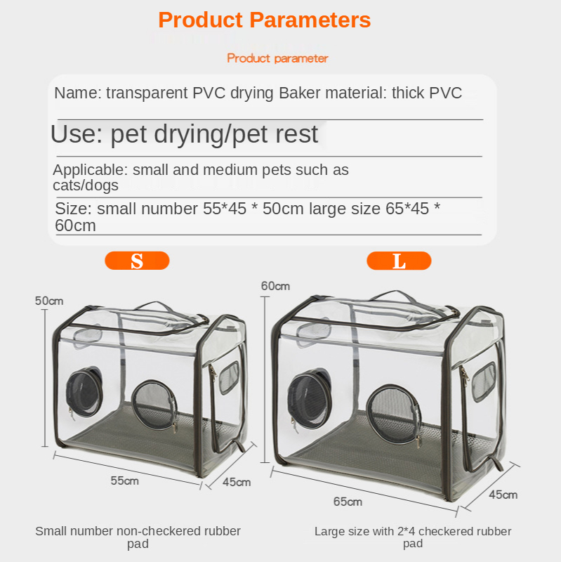 Dog Pet Drying Box Cat Blowing Drying Bag Foldable Dog Bathing Drying Tent Dog Cat Transparent PVC Drying Box Pet Supplies