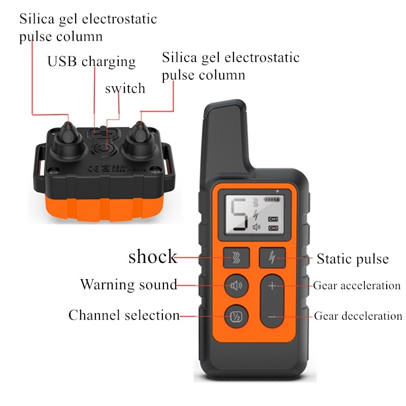 Dog Training Collar Pet Waterproof Rechargeable Shock Sound Vibration Anti-Bark 500m Remote Control For Multiple Size Dog 40%off