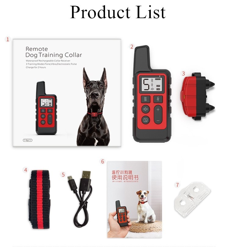 Dog Training Collar Pet Waterproof Rechargeable Shock Sound Vibration Anti-Bark 500m Remote Control For Multiple Size Dog 40%off