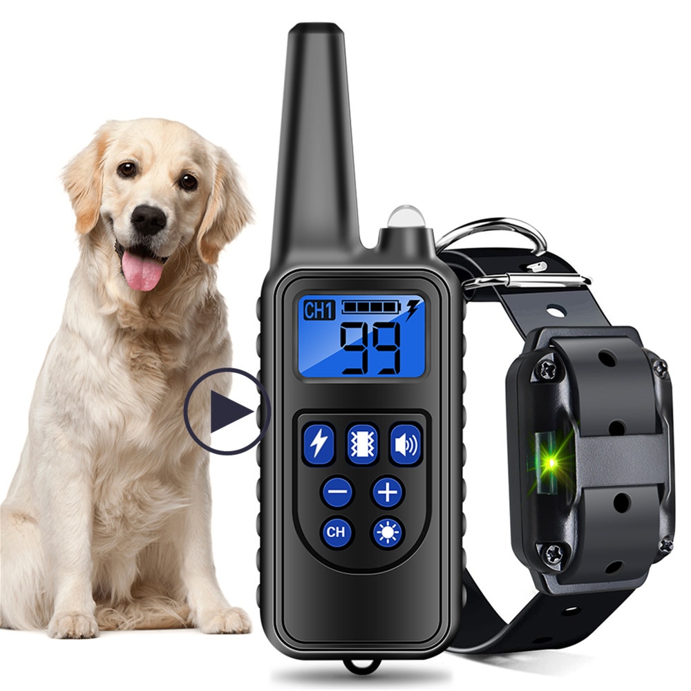 Waterproof Rechargeable 800m Dog Training Collar Remote Control with 70cm pu belt collar for All Size Shock Vibration Sound