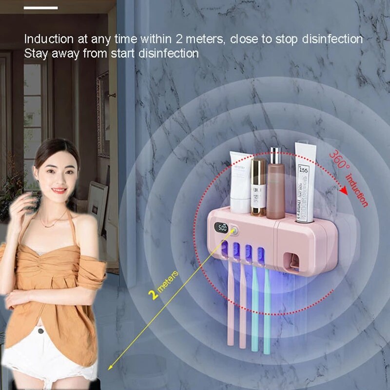 Double Sterilization Electric Toothbrush Holder Strong Load-Bearing Toothpaste Dispenser Smart Display Bath Accessories