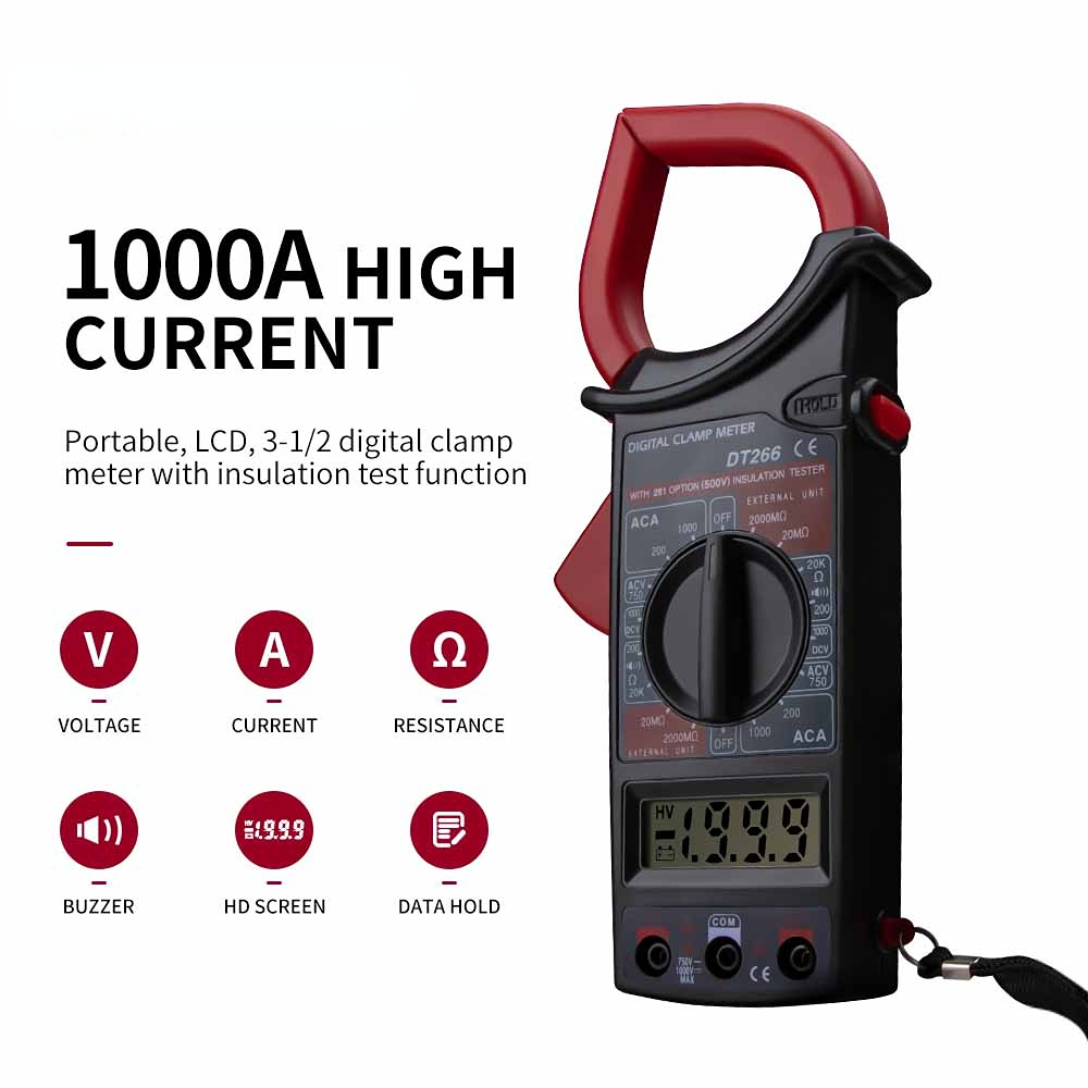 ANENG DT266 LCD 1999 Count Digital True RMS Professional Clamp Meter ACDC Current Voltage Tester Data Show Auto Multimeter Clamp