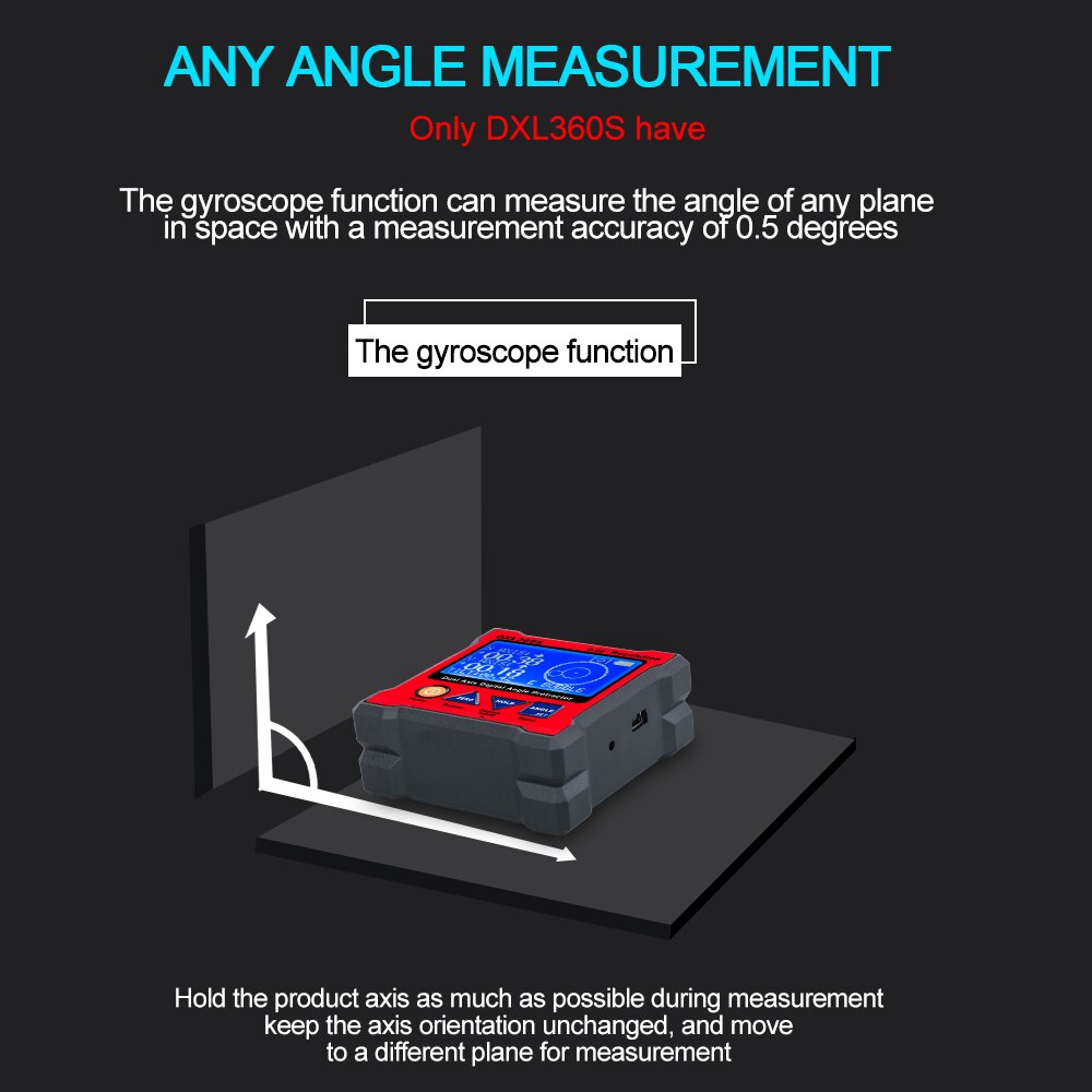 DXL360 DXL360S Dual axis Digital Angle Protractor Inclinometer LED Display Dual-axis Level Gauge Angle Ruler Elevation Meter Magnetic Base