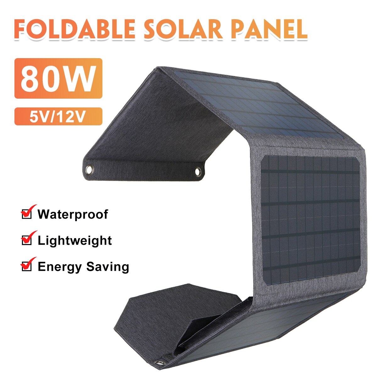 80W Foldable Solar Panel 5V 24V Dual USB Portable Outdoor Quick Charger Battery Supply For Phone Boat Car Yacht Power Generator