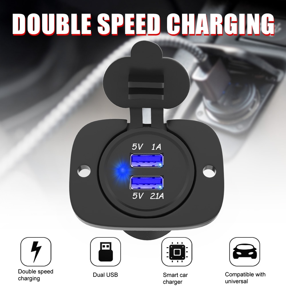 Dual USB Socket Charger 12-24V 3.1A Adapter Outlet Power for Car Motocycle Truck Marine Universal USB Socket Plug Waterproof