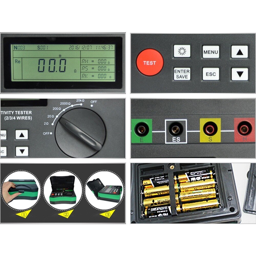 DUOYI DY4300 Insulation Resistance Tester Meter Digital Megger Soil Earth Ground Resistance Voltage Tester Megohmmeter Voltmeter